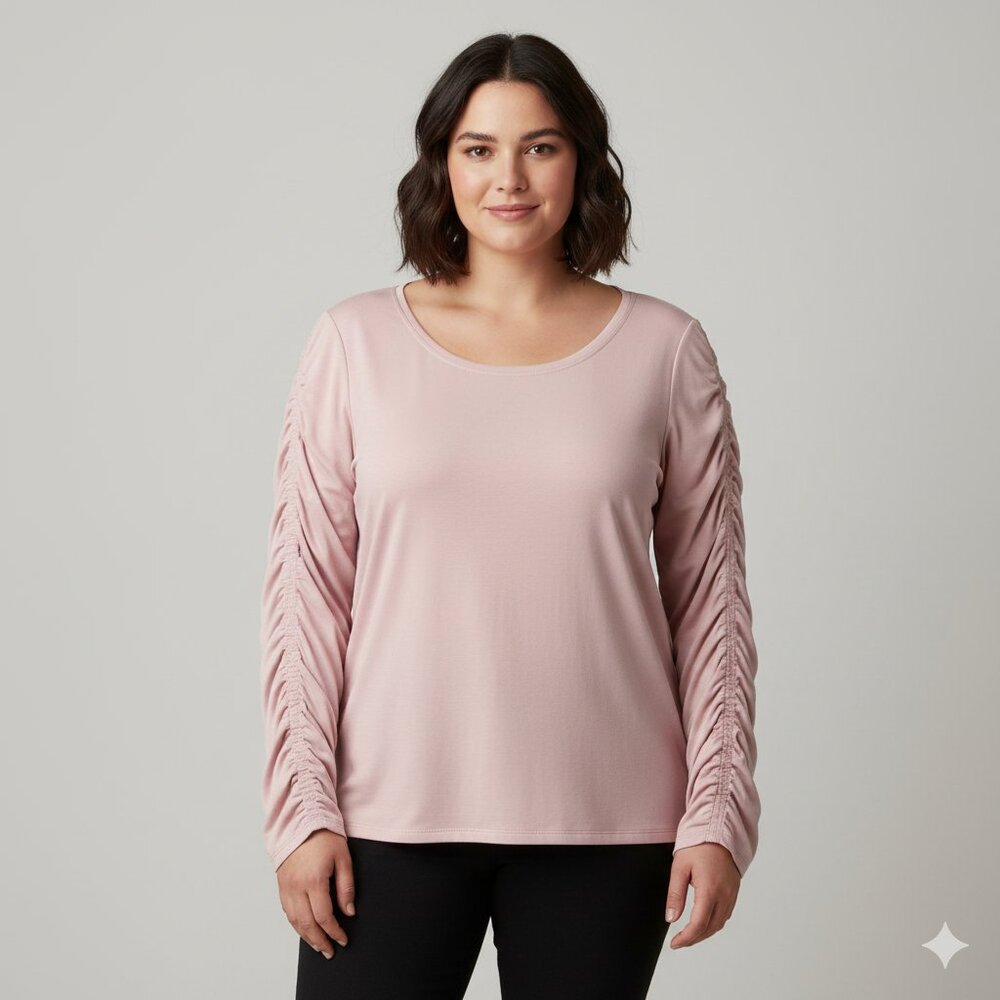 Athleta All Around Ruched Pink Long Sleeve Athletic Tee Women 3X EUC